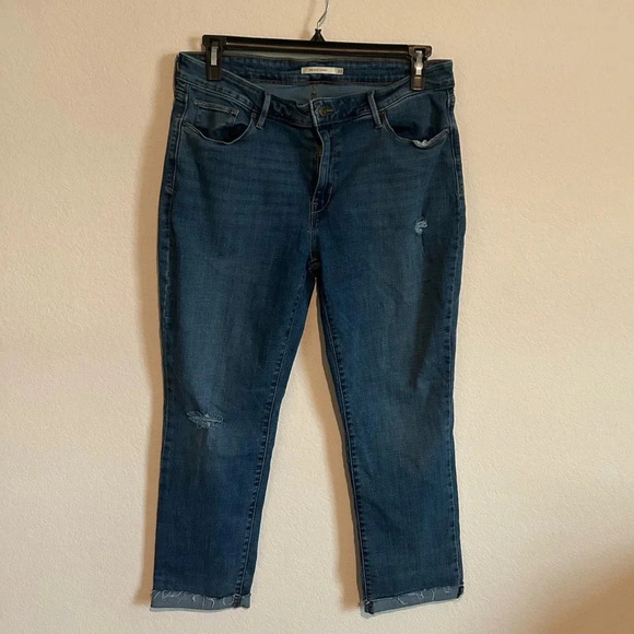 Levi Strauss Cuffed Distressed Mid-Rise Skinny Jeans - Size 33 - Picture 1 of 6